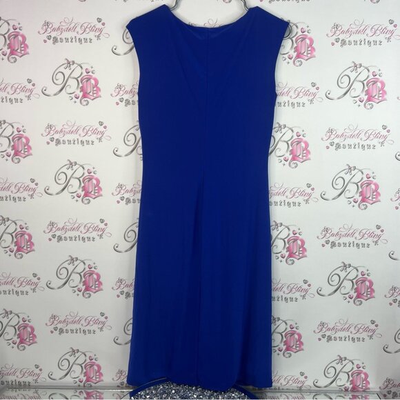 Ralph Lauren dress cinching swoop style Royal Blue Draped Midi Dress stunning - Picture 2 of 8